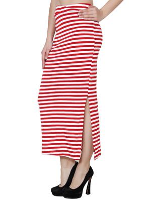 striped red viscose side slit skirt - 13125710 - Standard Image - 2