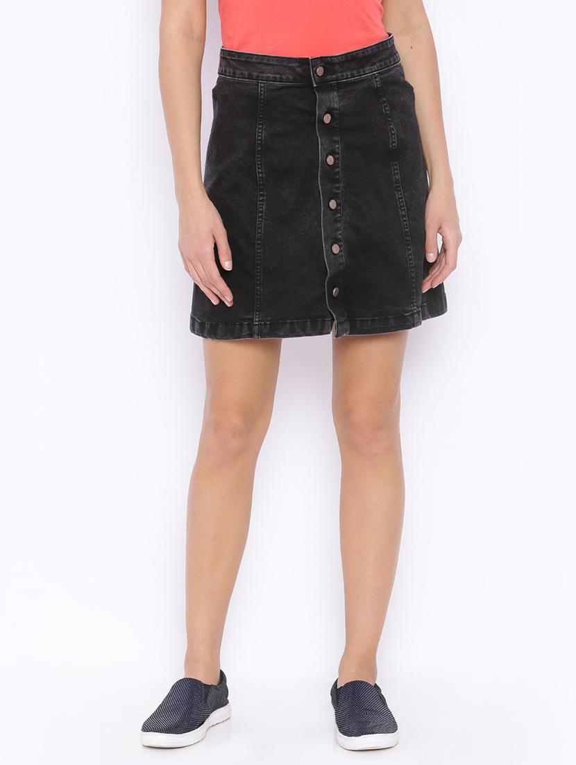 black cotton aline skirts - 13138322 - Zoom Image - 1