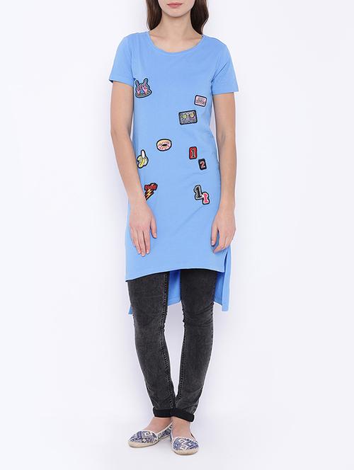 light blue cotton tunic - 13138374 - Standard Image - 1
