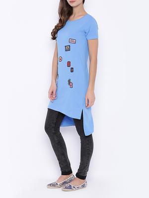 light blue cotton tunic - 13138374 - Standard Image - 2