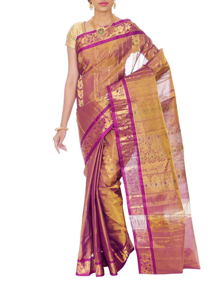 magenta kanjivaram silk saree with blouse - 13141499 - Zoom Image - 1