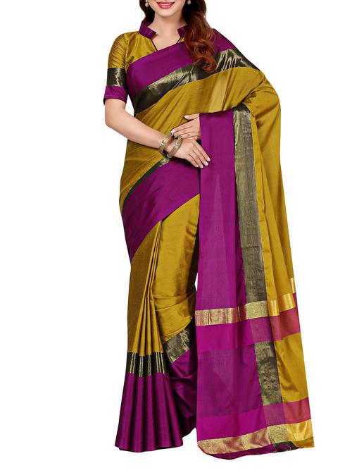 mustard silk blend uppada saree with blouse - 13142966 - Standard Image - 1