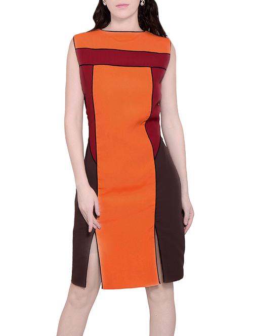 orange crepe dress - 13144570 - Standard Image - 1