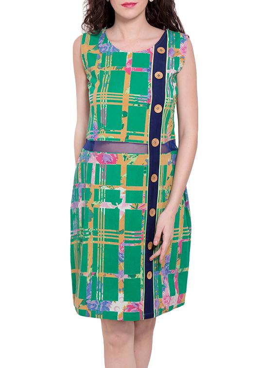 green printed cotton dress - 13144652 - Zoom Image - 1