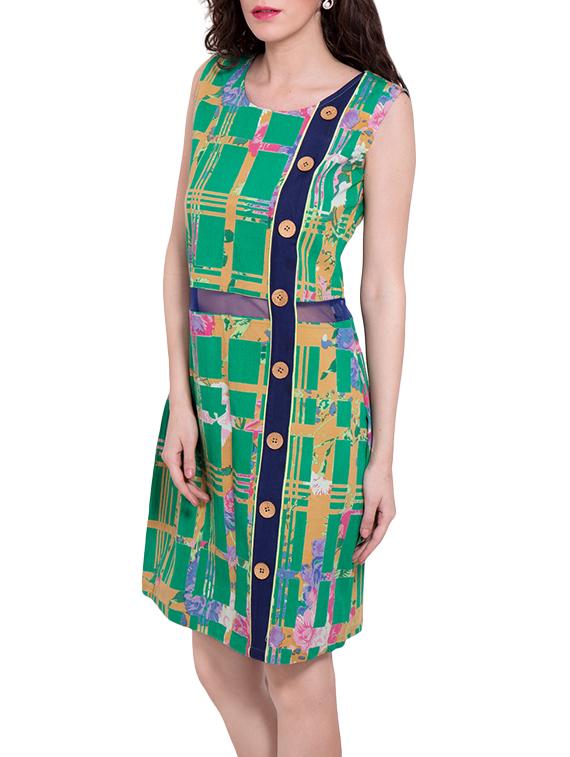 green printed cotton dress - 13144652 - Zoom Image - 2