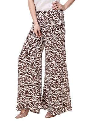 brown printed georgette palazzo - 13149963 - Standard Image - 2