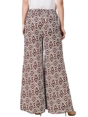 brown printed georgette palazzo - 13149963 - Standard Image - 3