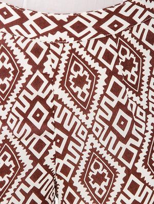 brown printed georgette palazzo - 13149963 - Standard Image - 4