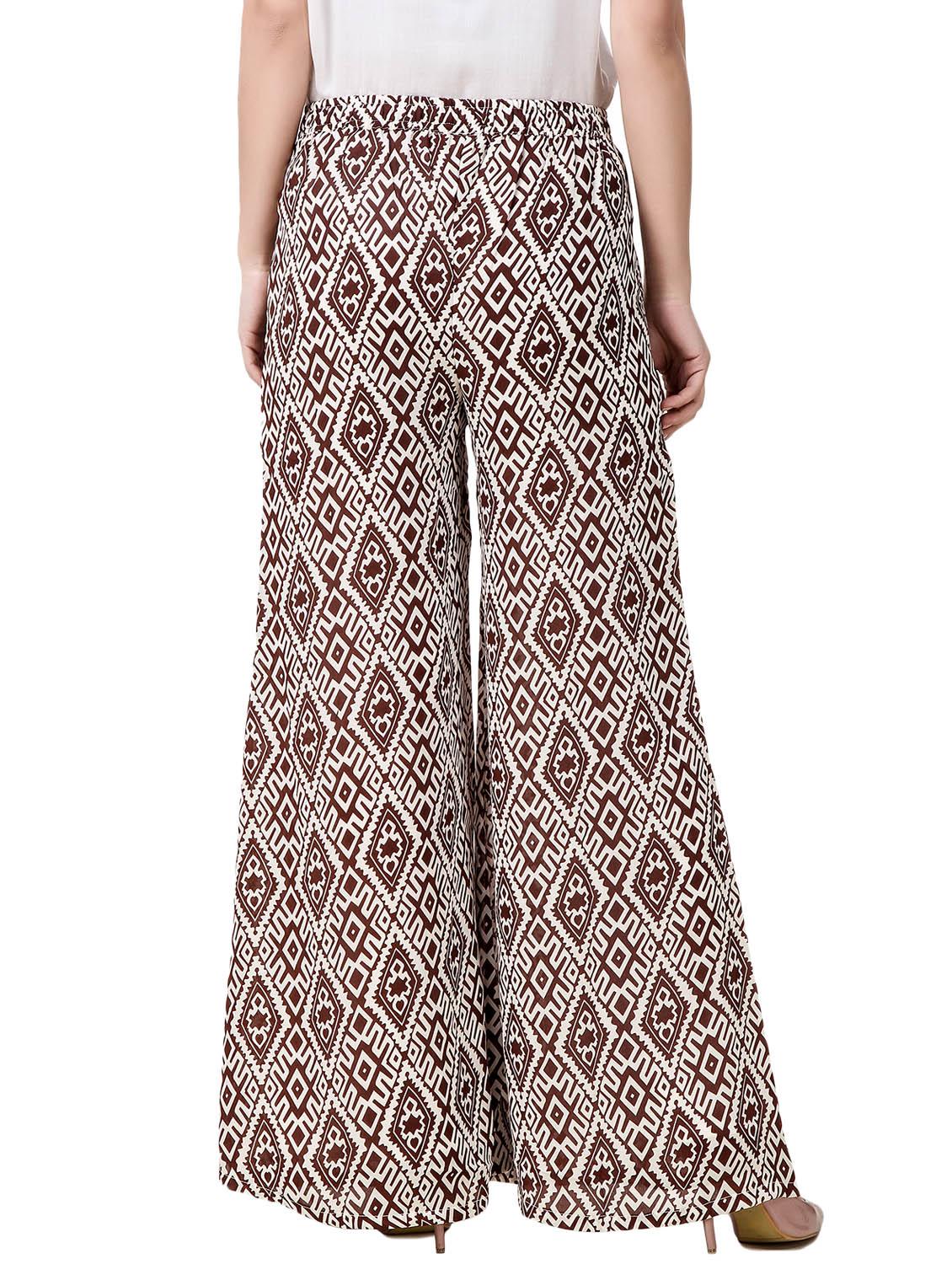 brown printed georgette palazzo - 13149963 - Zoom Image - 3