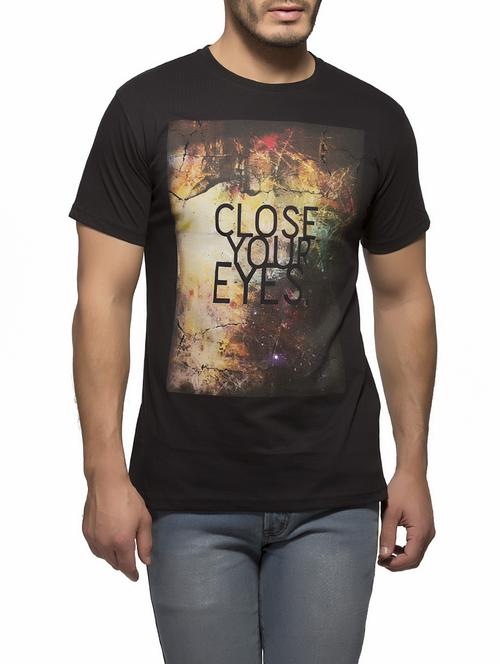 black cotton printed t-shirt - 13150432 - Very Small Image - 1