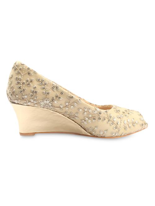 Gold leaf inspired faux leather wedges - 1315505 - Very Small Image - 1