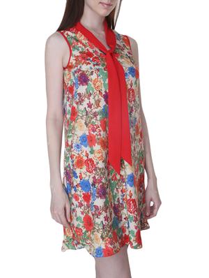 multicolored malai crepe georgette floral print dress - 1315755 - Standard Image - 2