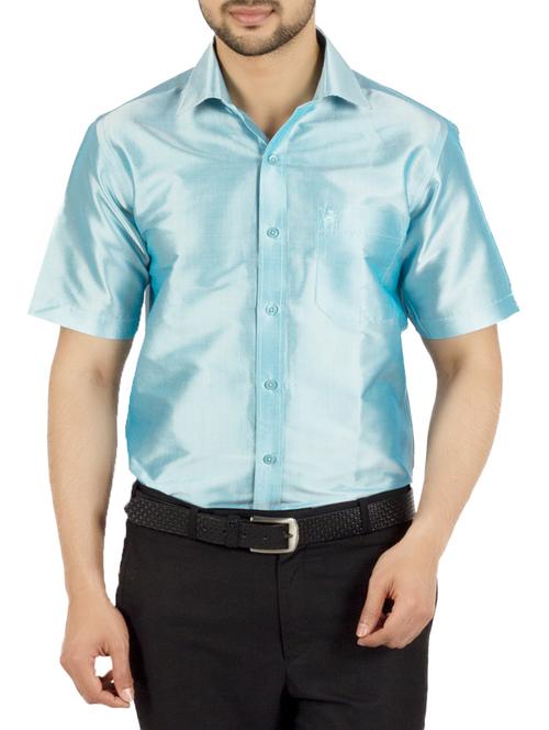 light blue solid casual shirt - 13158680 - Standard Image - 1