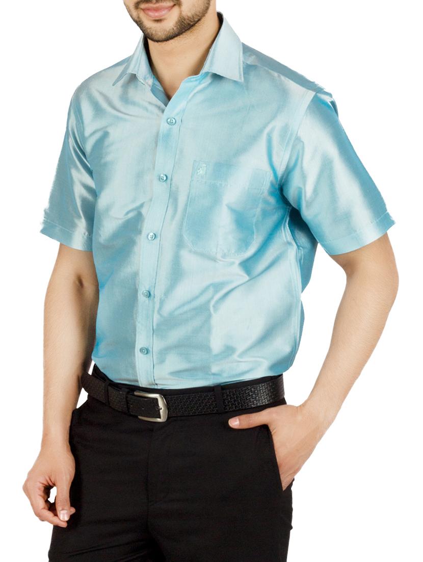 light blue solid casual shirt - 13158680 - Zoom Image - 2