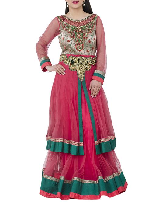 Embroidered kalidaar layered suit set - 13159183 - Very Small Image - 1