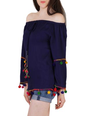 navy blue rayon regular top - 13159210 - Standard Image - 2
