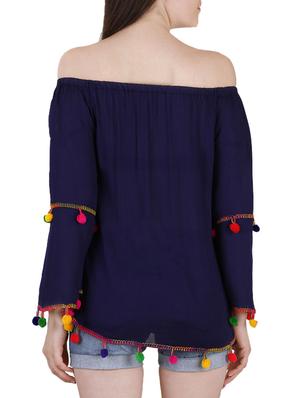 navy blue rayon regular top - 13159210 - Standard Image - 3