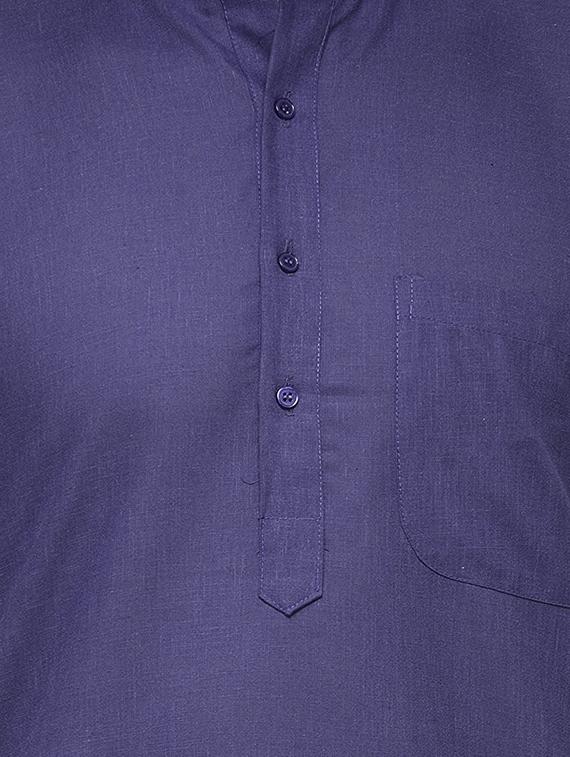 dark blue cotton kurta pyjama set - 13160467 - Zoom Image - 4