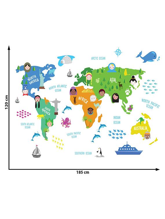 wall sticker (map,wall covering area 18 x 28 inch) - 13165129 - Zoom Image - 2