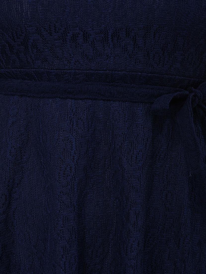mock neck laced belted dress - 13169888 - Zoom Image - 4