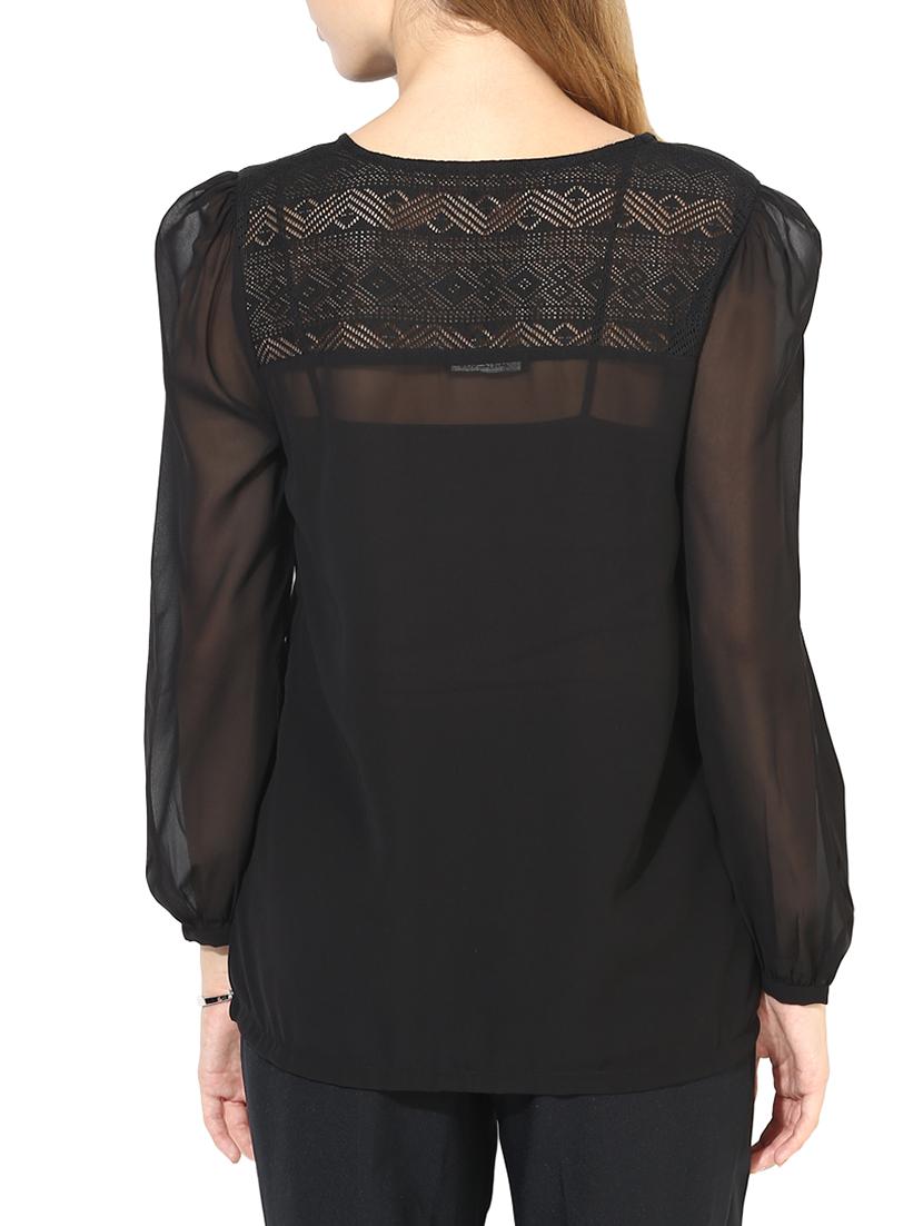 black poly georgette laced top - 1317210 - Zoom Image - 3