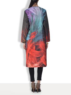 multicolored digital printed long sleeves woolen kurta - 1317509 - Standard Image - 3