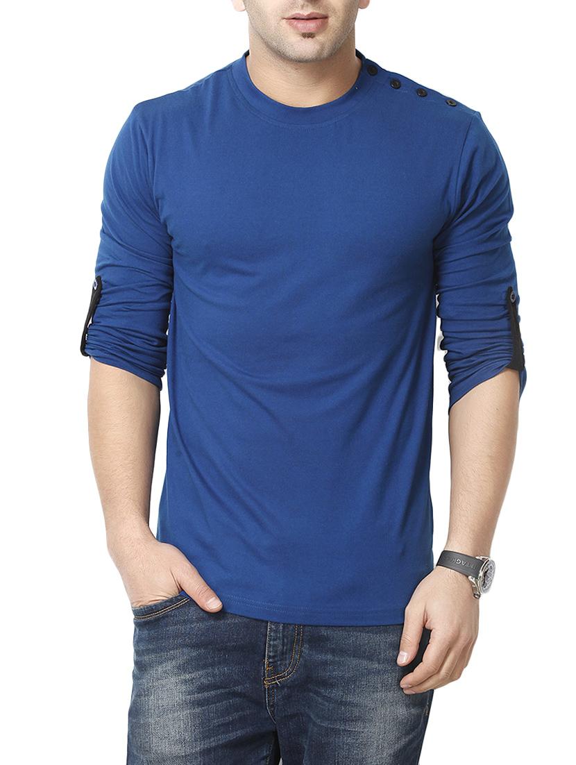 solid blue cotton t-shirt