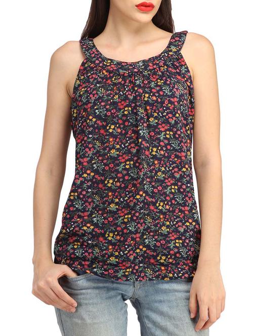 navy blue cotton printed top - 13179963 - Standard Image - 1