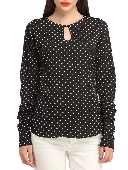 black polka dot cotton top - 13179992 - Standard Image - 1