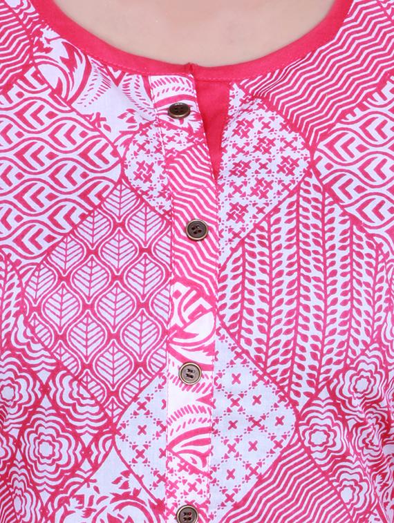 pink cotton straight kurta - 13184156 - Zoom Image - 4