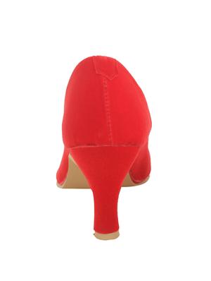 red fabric slip on pumps - 13194455 - Standard Image - 3