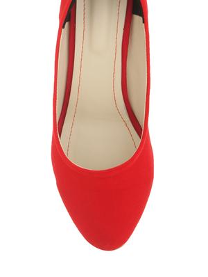 red fabric slip on pumps - 13194455 - Standard Image - 4