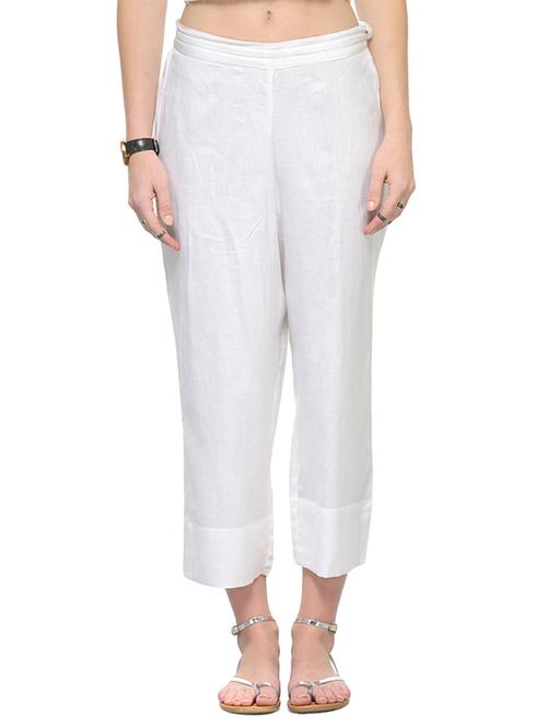 white rayon plain palazzo - 13195076 - Standard Image - 1