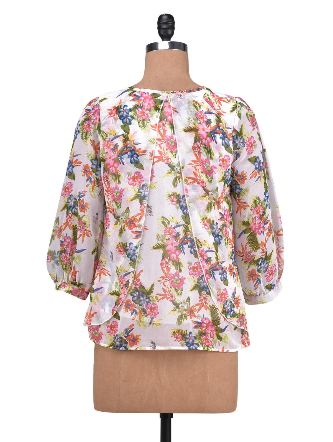 black poly georgette printed top - 1320279 - Zoom Image - 3