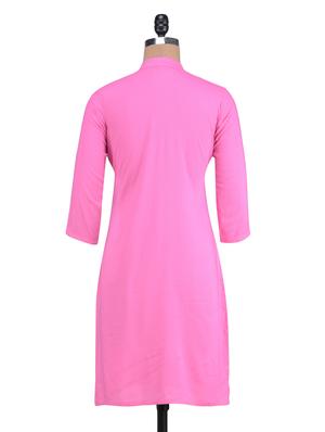 pink rayon embroidered kurti - 1320579 - Standard Image - 3