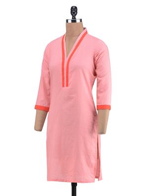 pink cotton plain kurti - 1320583 - Standard Image - 2