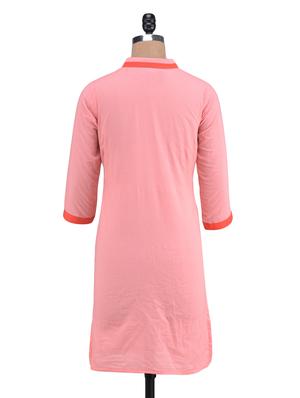 pink cotton plain kurti - 1320583 - Standard Image - 3