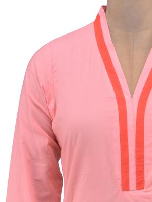 pink cotton plain kurti - 1320583 - Standard Image - 4