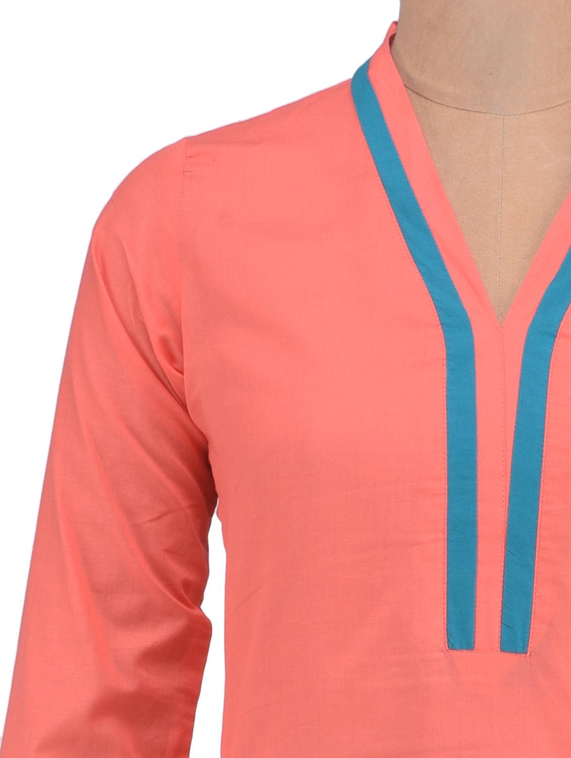 red cotton plain kurti - 1320589 - Zoom Image - 4