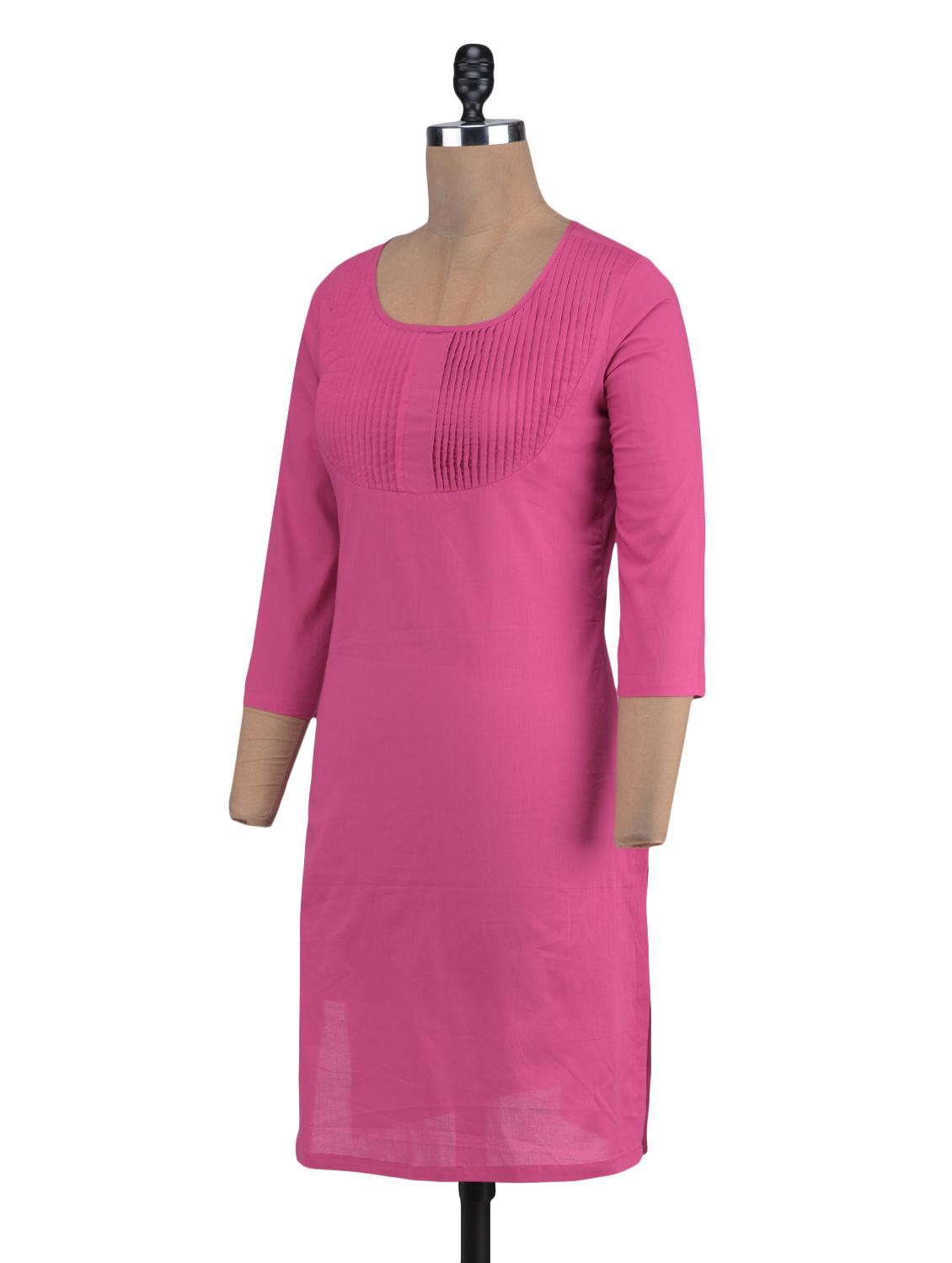 pink cotton kurta - 1320601 - Zoom Image - 2