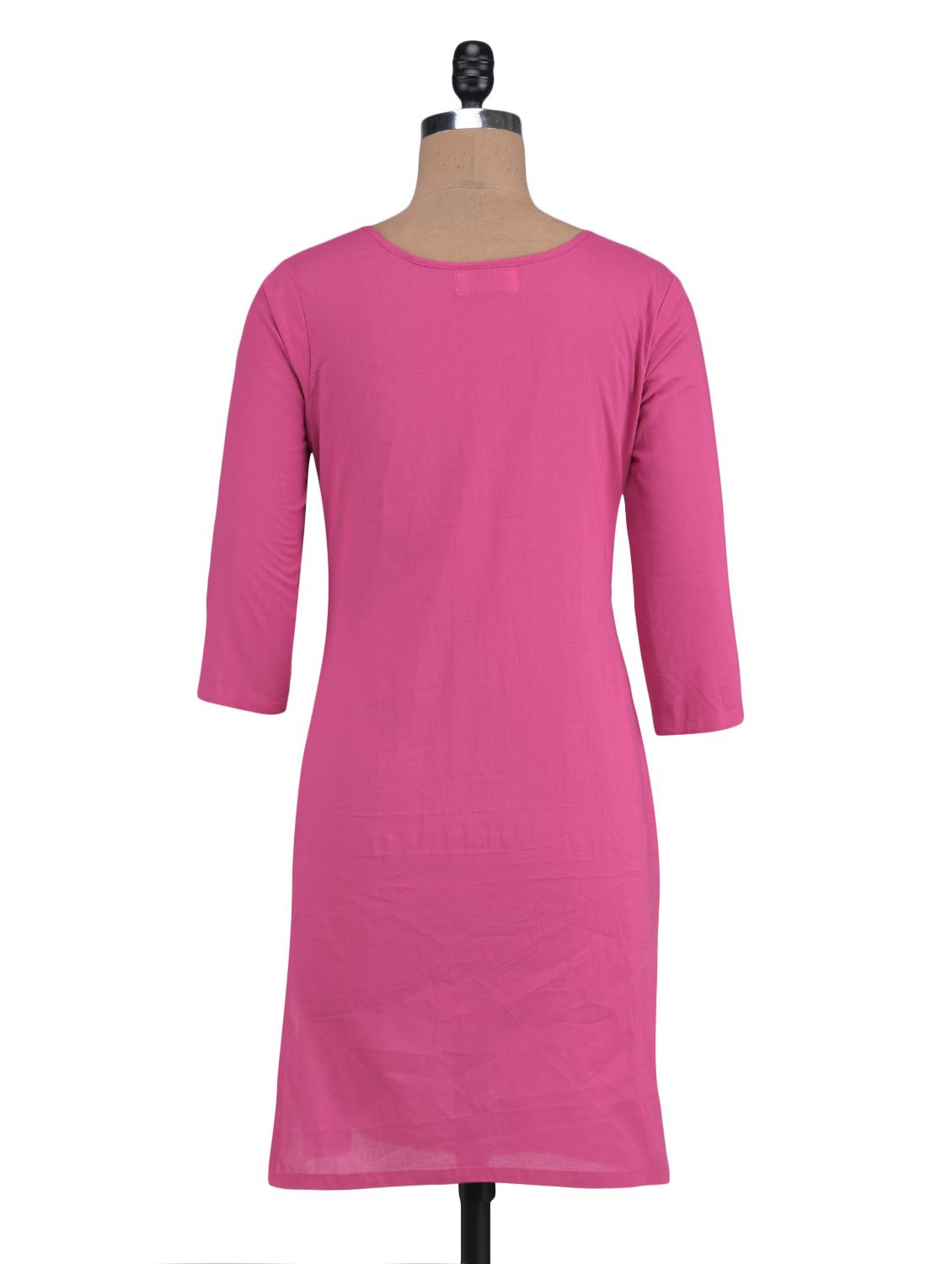 pink cotton kurta - 1320601 - Zoom Image - 3