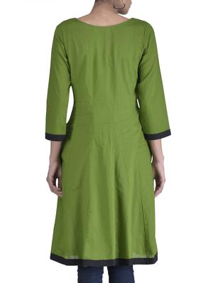 green cotton embroidered kurti - 1320602 - Standard Image - 3