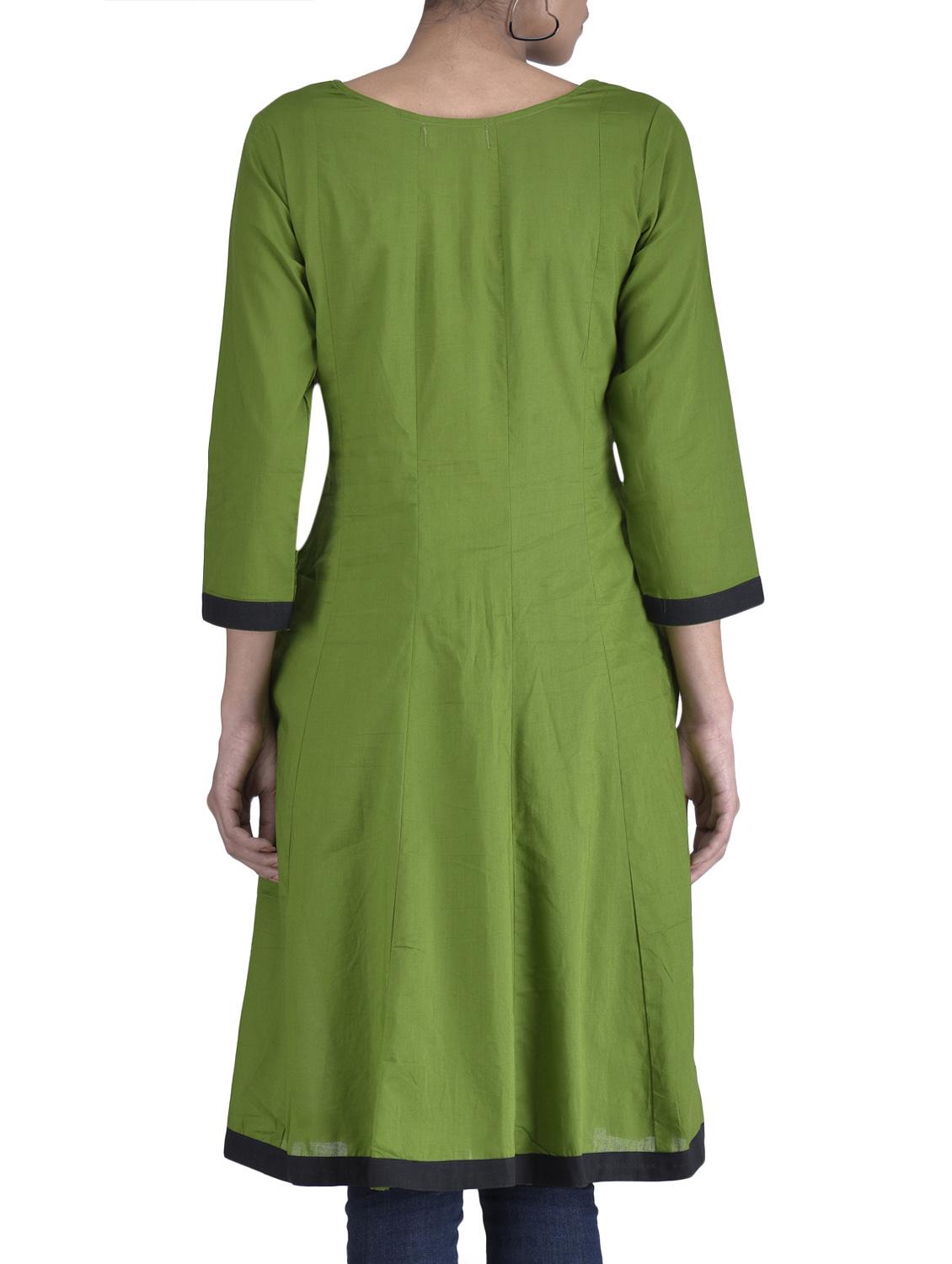 green cotton embroidered kurti - 1320602 - Zoom Image - 3
