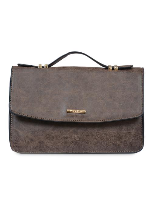 brown textured faux leather clutch - 1321062 - Standard Image - 1