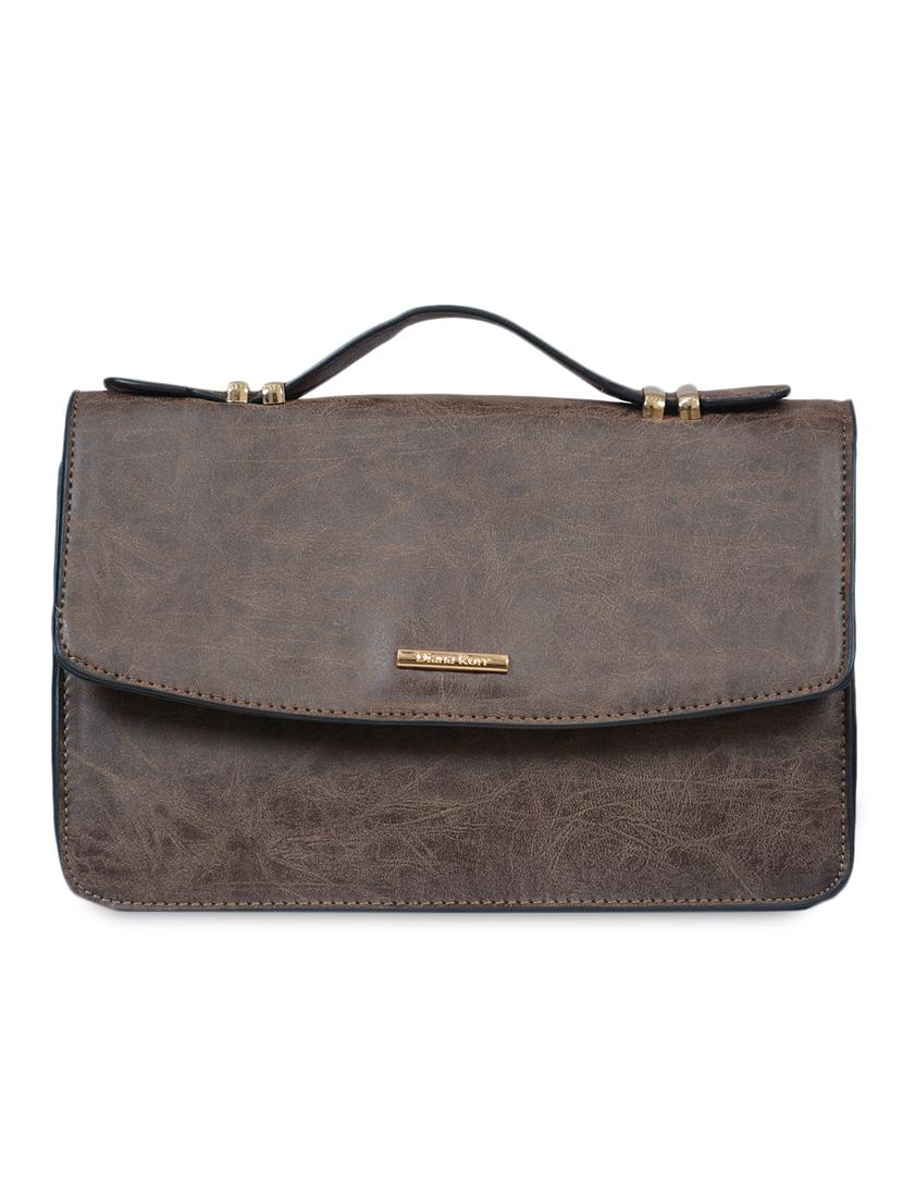 brown textured faux leather clutch - 1321062 - Zoom Image - 1