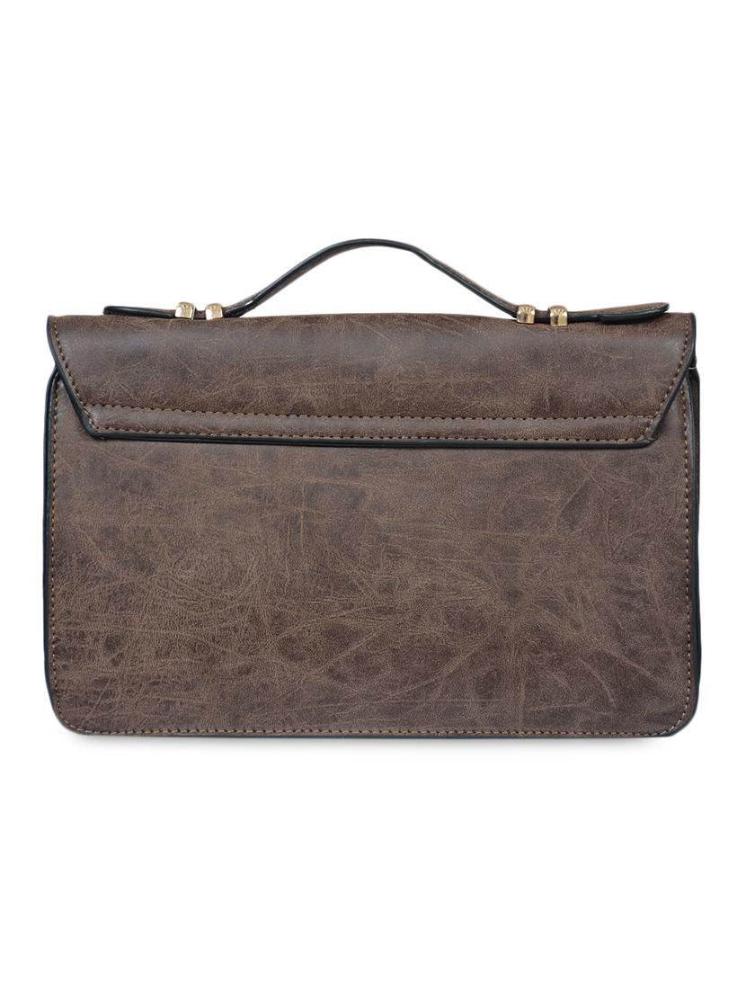 brown textured faux leather clutch - 1321062 - Zoom Image - 2