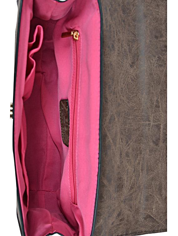 brown textured faux leather clutch - 1321062 - Zoom Image - 3
