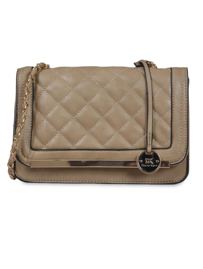 Peanut beige Textured Faux Leather Sling Bag - 1321068 - Zoom Image - 1