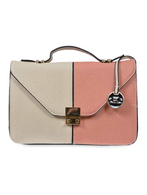 cream and pink faux leatherette clutch - 1321071 - Standard Image - 1