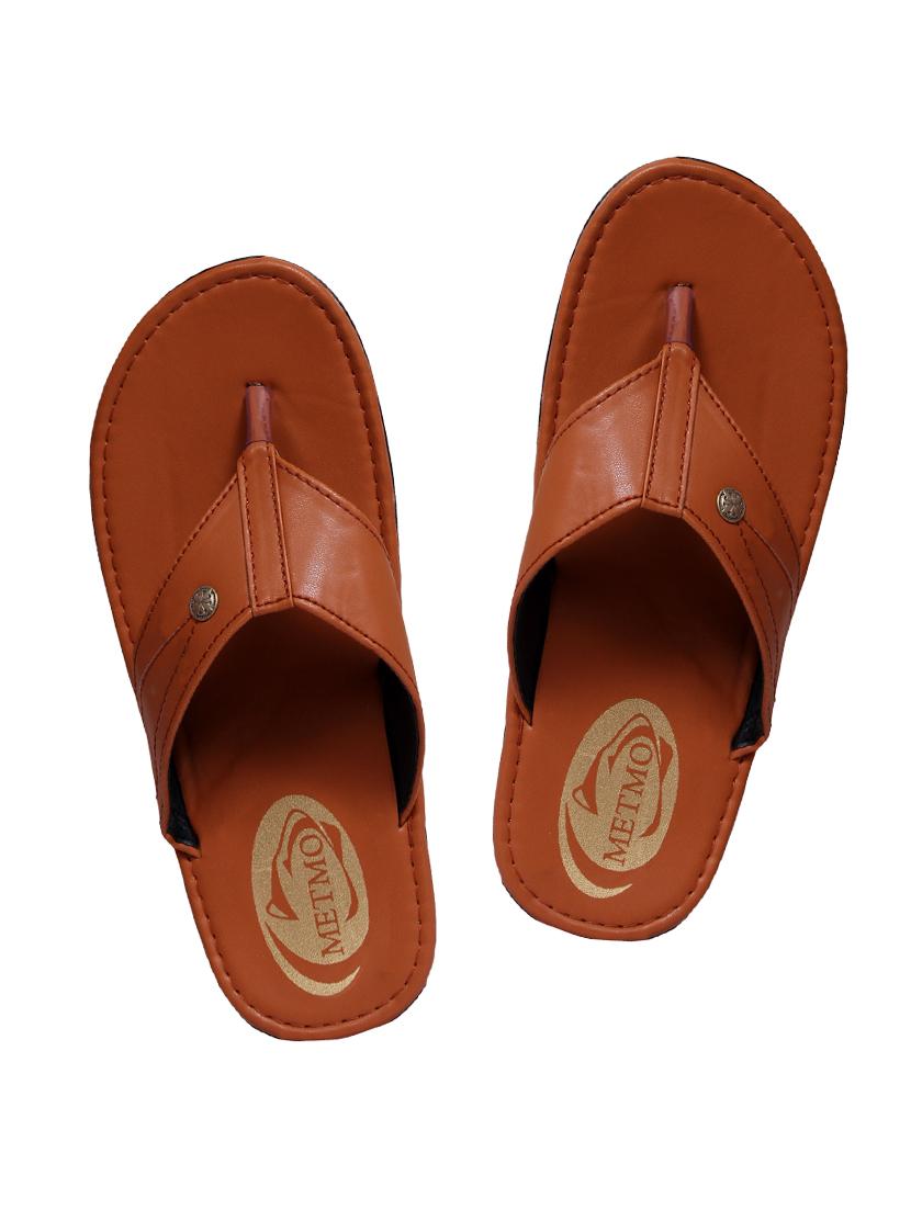 tan leatherette toe seperator slipper - 13213805 - Zoom Image - 1